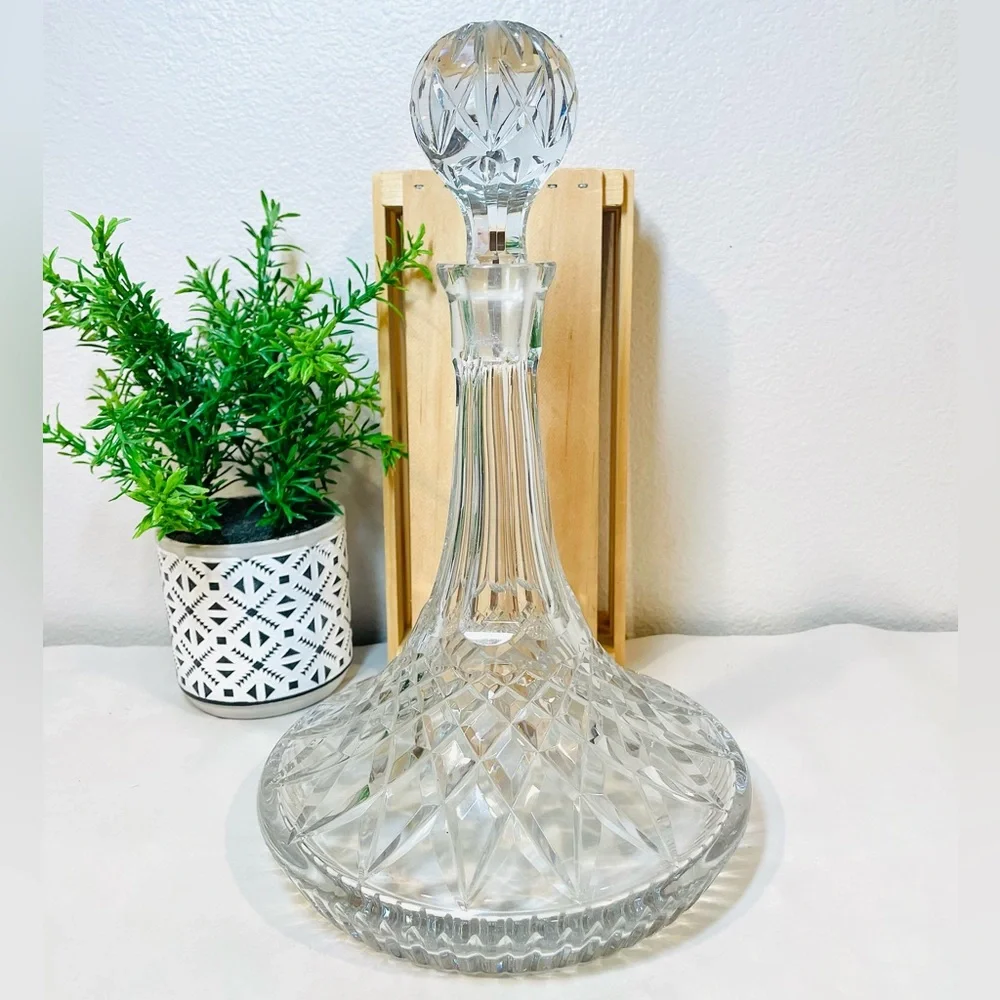 Waterford Lismore Etched Crystal Detailed Ships Decanter w Stopper | EUC